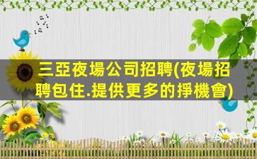 三亞夜場公司招聘(夜場招聘包住.提供更多的掙機會)