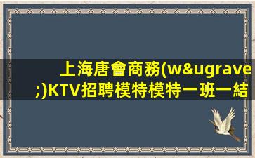 上海唐會商務(wù)KTV招聘模特模特一班一結(jié)當人