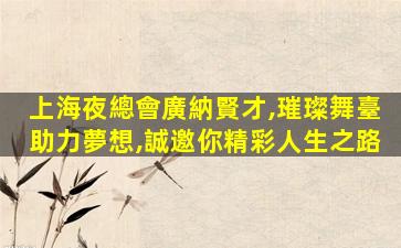 上海夜總會廣納賢才,璀璨舞臺助力夢想,誠邀你精彩人生之路