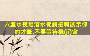 六盤水夜場酒水促銷招聘展示你的才華.不要等待機(jī)會