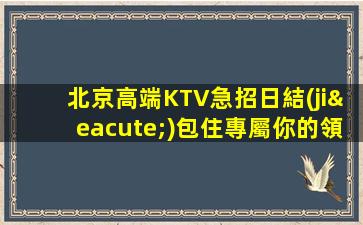 北京高端KTV急招日結(jié)包住專屬你的領(lǐng)隊(duì)