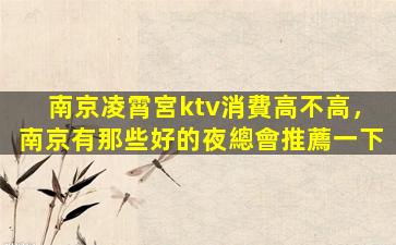 南京凌霄宮ktv消費高不高，南京有那些好的夜總會推薦一下