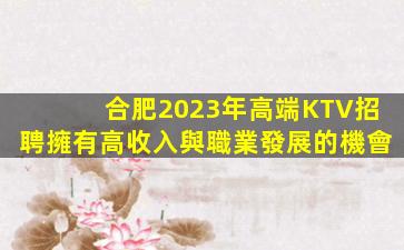 合肥2023年高端KTV招聘擁有高收入與職業發展的機會