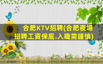 合肥KTV招聘(合肥夜場招聘工資保底.入職需謹慎)