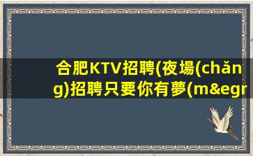 合肥KTV招聘(夜場(chǎng)招聘只要你有夢(mèng)想,一舟團(tuán)隊(duì)為你開路)