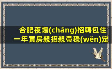 合肥夜場(chǎng)招聘包住一年買房親招親帶穩(wěn)定場(chǎng)所合肥