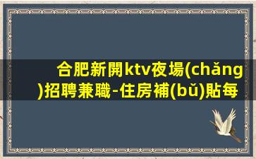 合肥新開ktv夜場(chǎng)招聘兼職-住房補(bǔ)貼每場(chǎng)20/起