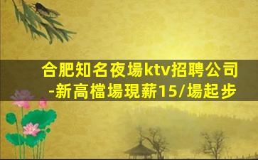 合肥知名夜場ktv招聘公司-新高檔場現薪15/場起步