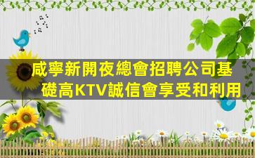 咸寧新開夜總會招聘公司基礎高KTV誠信會享受和利用