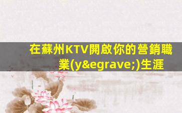 在蘇州KTV開啟你的營銷職業(yè)生涯