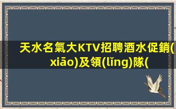 天水名氣大KTV招聘酒水促銷(xiāo)及領(lǐng)隊(duì)日結(jié)
