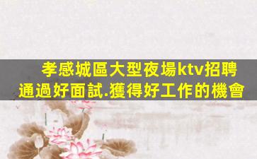 孝感城區大型夜場ktv招聘通過好面試.獲得好工作的機會