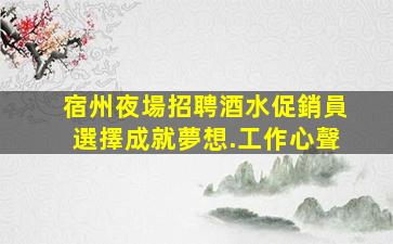 宿州夜場招聘酒水促銷員選擇成就夢想.工作心聲