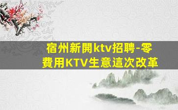宿州新開ktv招聘-零費用KTV生意這次改革