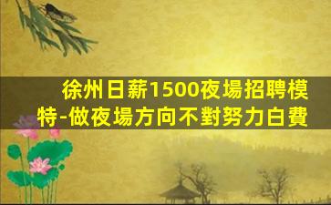 徐州日薪1500夜場招聘模特-做夜場方向不對努力白費