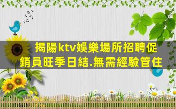 揭陽ktv娛樂場所招聘促銷員旺季日結.無需經驗管住