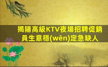 揭陽高級KTV夜場招聘促銷員生意穩(wěn)定急缺人