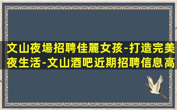 文山夜場招聘佳麗女孩-打造完美夜生活-文山酒吧近期招聘信息高端酒吧招聘、生意穩定客源充足