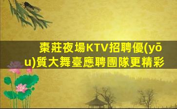 棗莊夜場KTV招聘優(yōu)質大舞臺應聘團隊更精彩