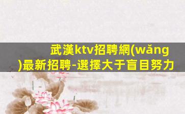 武漢ktv招聘網(wǎng)最新招聘-選擇大于盲目努力