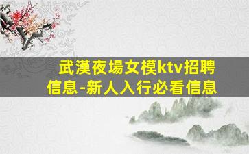 武漢夜場女模ktv招聘信息-新人入行必看信息