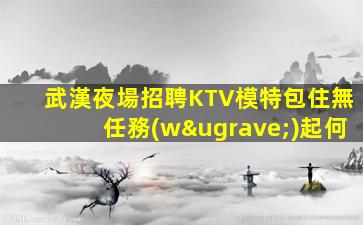 武漢夜場招聘KTV模特包住無任務(wù)起何