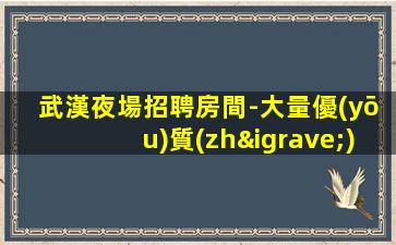 武漢夜場招聘房間-大量優(yōu)質(zhì)客源日結(jié)2000起