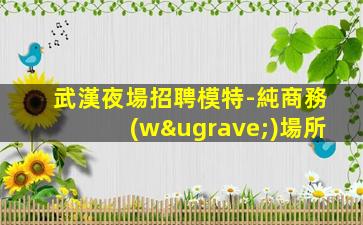 武漢夜場招聘模特-純商務(wù)場所