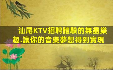 汕尾KTV招聘體驗的無盡樂趣.讓你的音樂夢想得到實現