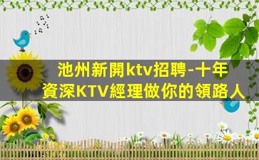 池州新開ktv招聘-十年資深KTV經理做你的領路人