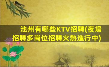 池州有哪些KTV招聘(夜場招聘多崗位招聘火熱進行中)