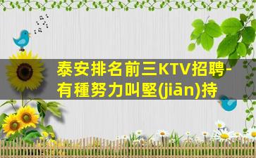 泰安排名前三KTV招聘-有種努力叫堅(jiān)持
