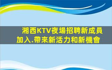 湘西KTV夜場招聘新成員加入.帶來新活力和新機會