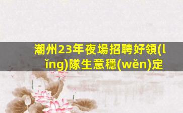 潮州23年夜場招聘好領(lǐng)隊生意穩(wěn)定