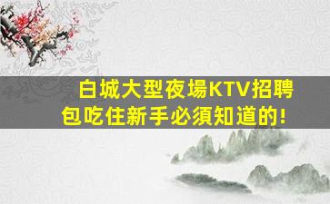 白城大型夜場KTV招聘包吃住新手必須知道的!