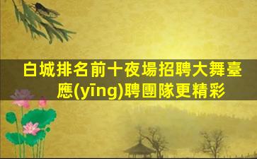 白城排名前十夜場招聘大舞臺應(yīng)聘團隊更精彩