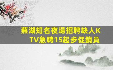 蕪湖知名夜場招聘缺人KTV急聘15起步促銷員
