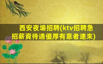 西安夜場招聘(ktv招聘急招薪資待遇優厚有意者速來)