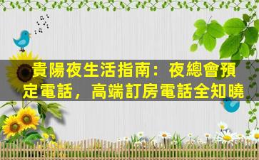 貴陽夜生活指南：夜總會預定電話，高端訂房電話全知曉