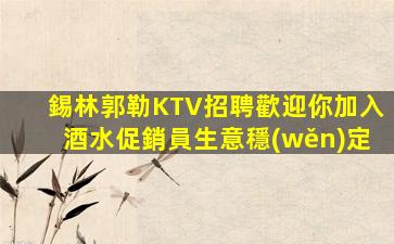 錫林郭勒KTV招聘歡迎你加入酒水促銷員生意穩(wěn)定