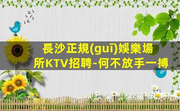 長沙正規(guī)娛樂場所KTV招聘-何不放手一搏