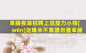 阜陽夜場招聘上班壓力小穩(wěn)定賺米不靠譜勿擾阜陽