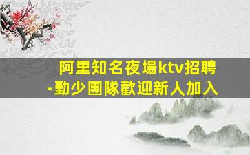 阿里知名夜場ktv招聘-勤少團隊歡迎新人加入