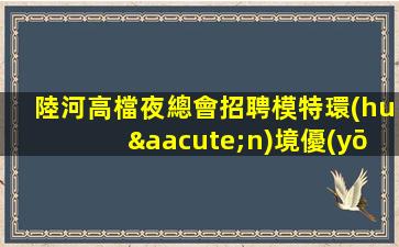陸河高檔夜總會招聘模特環(huán)境優(yōu)雅待遇好