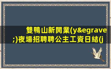 雙鴨山新開業(yè)夜場招聘聘公主工資日結(jié)
