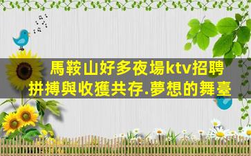 馬鞍山好多夜場ktv招聘拼搏與收獲共存.夢想的舞臺