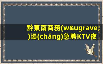 黔東南商務(wù)場(chǎng)急聘KTV夜場(chǎng)促銷(xiāo)員工更容易掌控自己的薪酬