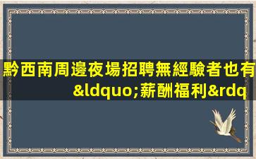 黔西南周邊夜場招聘無經驗者也有“薪酬福利”