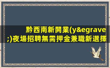 黔西南新開業(yè)夜場招聘無需押金兼職新選擇