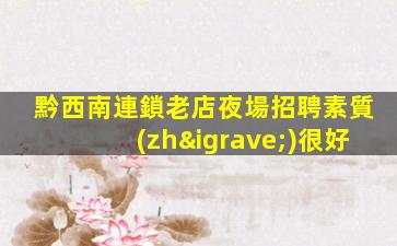 黔西南連鎖老店夜場招聘素質(zhì)很好